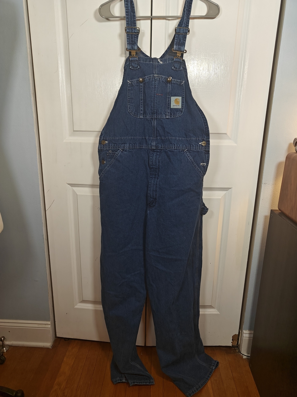Vintage 2003 Carhartt R07 DST Denim Bib Overalls Mens 34x32 Made in USA Union